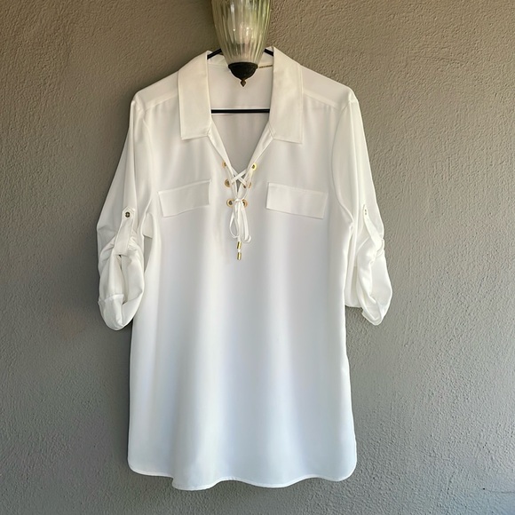 Calvin Klein White collared blouse XL - Picture 1 of 6